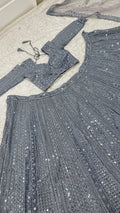 Charming Gery Sequins Work Silk Wedding Wear Lehenga Choli With Dupatta