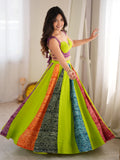 Stylist Parrot Green Digital Printed Rayon Navratri Wear Lehenga Choli