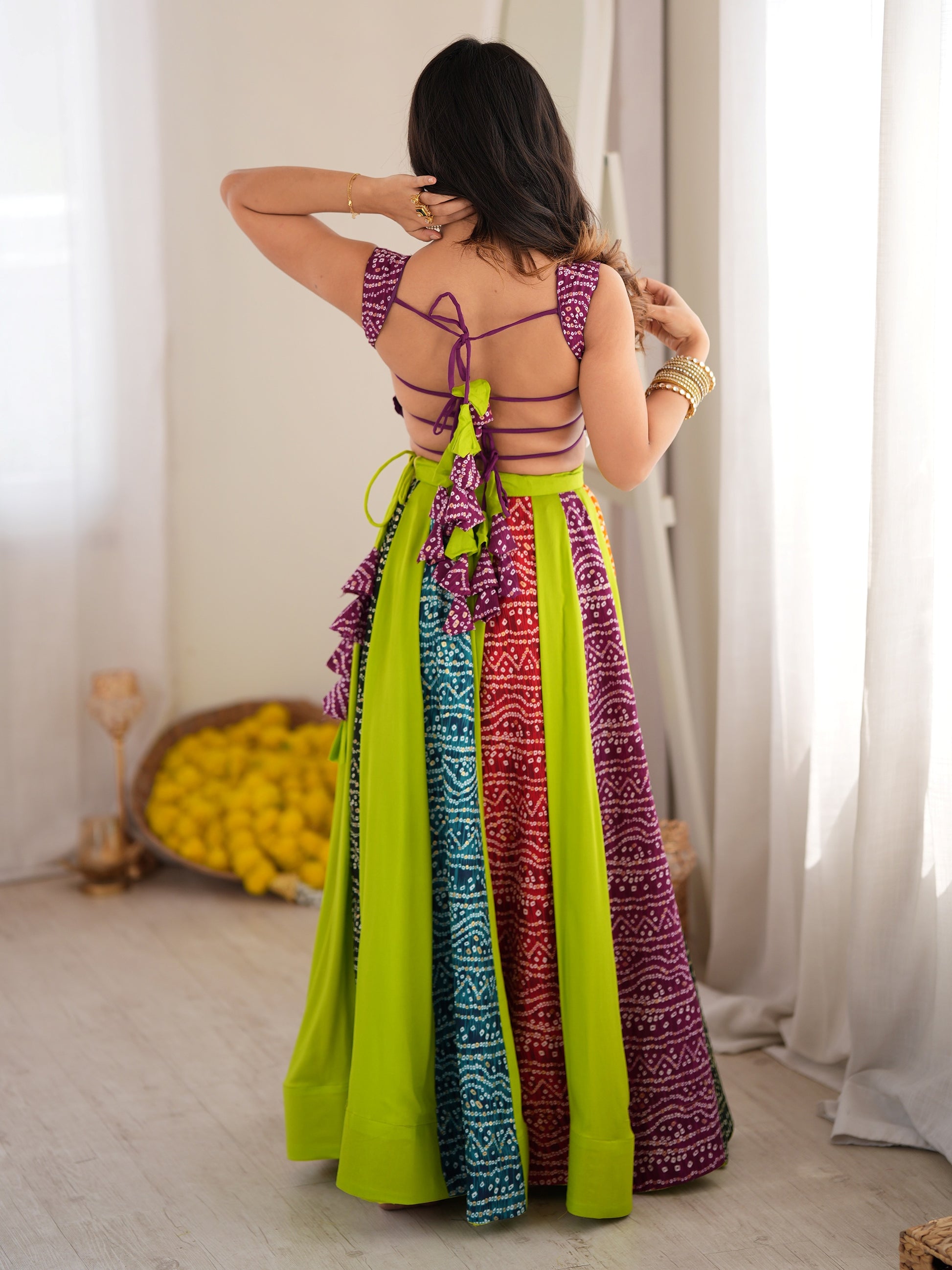 Stylist Parrot Green Digital Printed Rayon Navratri Wear Lehenga Choli