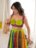 Stylist Parrot Green Digital Printed Rayon Navratri Wear Lehenga Choli