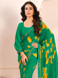 Charming Green Digital Printed Georgette Event Wear Saree With Blouse