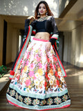 Enchanting Multi Color Floral Printed Silk Reception Wear Lehenga Choli