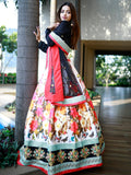 Enchanting Multi Color Floral Printed Silk Reception Wear Lehenga Choli