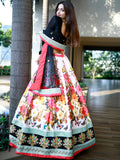 Enchanting Multi Color Floral Printed Silk Reception Wear Lehenga Choli