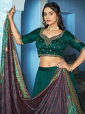 Lovely Teal Green Embroidered Silk Festivals Wear Lehenga Choli With Dupatta
