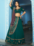 Lovely Teal Green Embroidered Silk Festivals Wear Lehenga Choli With Dupatta