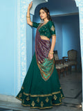 Lovely Teal Green Embroidered Silk Festivals Wear Lehenga Choli With Dupatta