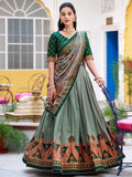 Awesome Green Digital Printed Silk Festival Wear Lehenga Choli