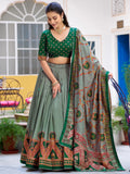 Awesome Green Digital Printed Silk Festival Wear Lehenga Choli