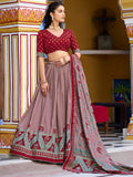 Attractive Maroon Digital Printed Silk Traditional Lehenga With Choli