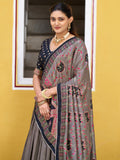Spectacular Grey Digital Printed Silk Lehenga Choli With Dupatta