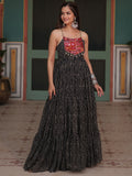 Stunning Black Bandhani Printed Georgette Navrati Wear Gown