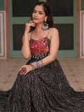 Stunning Black Bandhani Printed Georgette Navrati Wear Gown