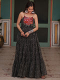 Stunning Black Bandhani Printed Georgette Navrati Wear Gown