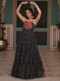 Stunning Black Bandhani Printed Georgette Navrati Wear Gown