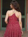 Adorable Maroon Bandhani Printed Georgette Navrati Wear Gown