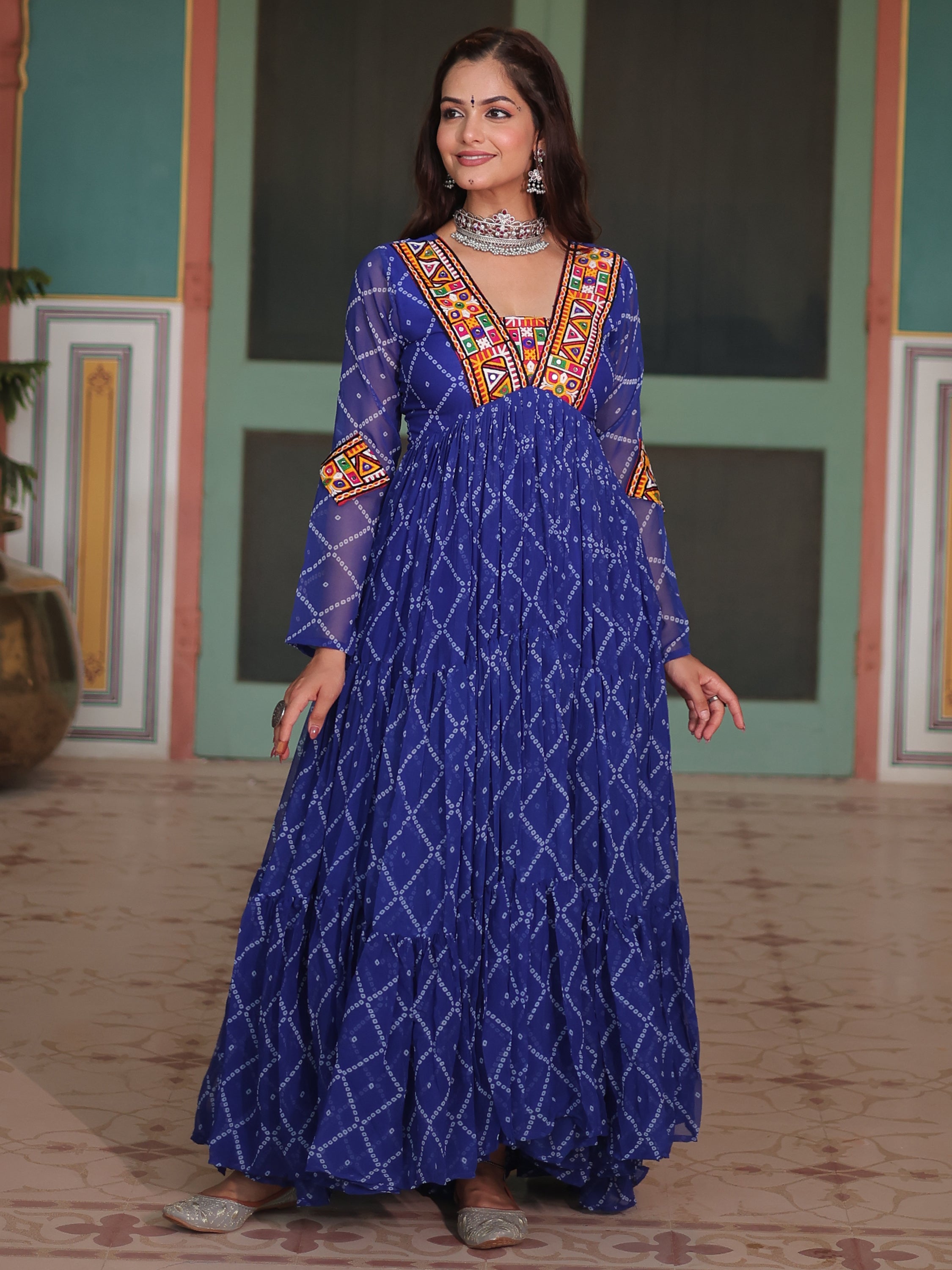 Bandhani gown online on sale