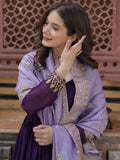 Delightful Purple Zari Embroidery Georgette Evening Wear Gown With Dupatta