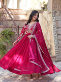 Fabulous Pink Zari Embroidered Georgette Festival Wear Gown