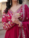 Fabulous Pink Zari Embroidered Georgette Festival Wear Gown