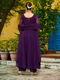 Stunning Purple Bead Work Georgette Festive Wear Pant Suit With Dupatta