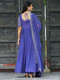 Beautiful Blue Bead Embroidered Georgette Function Wear Gown With Dupatta