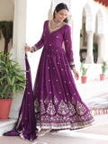 Amazing Purple Sequins Silk Wedding Wear Gown With Dupatta