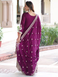Precious Wine Sequins Silk Function Wear Gown With Dupatta