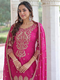 Graceful Pink Sequins Work Georgette Festive Wear Pant Suit