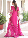 Graceful Pink Sequins Work Georgette Festive Wear Pant Suit