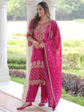 Graceful Pink Sequins Work Georgette Festive Wear Pant Suit