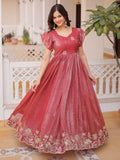 Fantastic Red Embroidered Organza Event Wear Gown