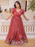 Fantastic Red Embroidered Organza Event Wear Gown