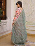 Classic Peach Floral Printed Silk Festive Wear Gown With Dupatta
