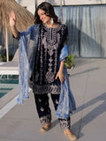Spectacular Navy Blue Zari Embroidery Velvet Wedding Wear Salwar Kameez