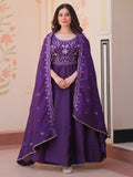 Beautiful Purple Beads Work Crush Event Wear Gown With Dupatta