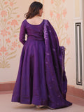 Beautiful Purple Beads Work Crush Event Wear Gown With Dupatta