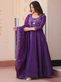 Beautiful Purple Beads Work Crush Event Wear Gown With Dupatta