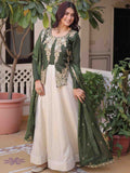 Stupendous Olive Green Sequins Silk Mehendi Wear Gown With Dupatta