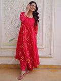 Graceful Pink Thread Embroidered Chanderi Casual Wear Pant Suit