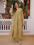 Beautiful Pista Green Thread Embroidered Chanderi Event Wear Pant Suit