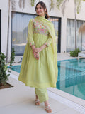 Majestic Pista Embroidered Chanderi Festive Wear Suit With Dupatta