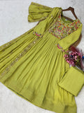 Majestic Pista Embroidered Chanderi Festive Wear Suit With Dupatta