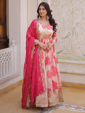 Marvelous Cream Floral Printed Silk Festival Wear Anarkali Gown