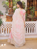 Charming Off-White Floral Printed Silk Festival Wear Gown With Dupatta