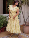 Precious Cream Embroidered Cotton Casual Wear Dress