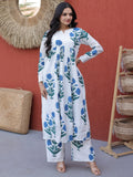 Awesome White Floral Printed Cotton Office Wear Kurta With Pant