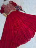Amazing Rani Pink Embroidered Georgette Festival Wear Gown