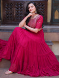 Amazing Rani Pink Embroidered Georgette Festival Wear Gown