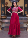 Amazing Rani Pink Embroidered Georgette Festival Wear Gown